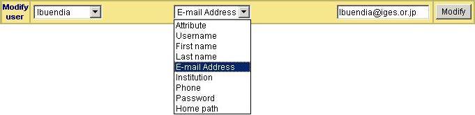 Management View User Management Panel Modify User Attributes Subpanel